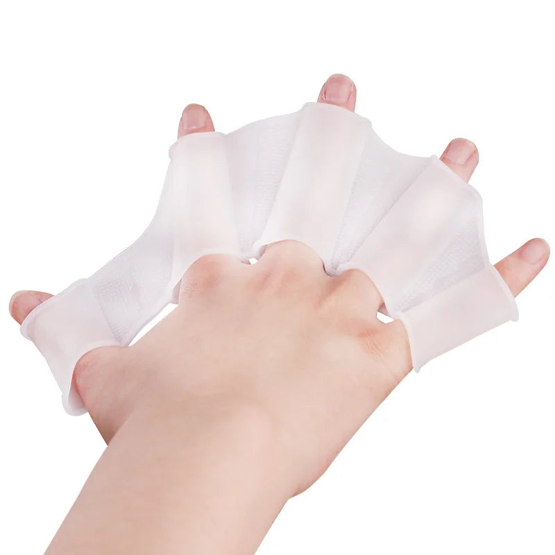 زعانف سباحة سيليكون لليدين - قفازات سباحة شبكية للتدريب في المسبح والمياه المفتوحة