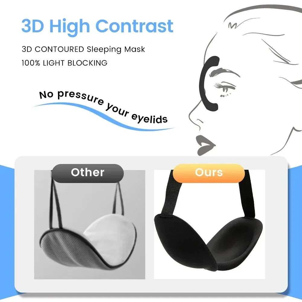 3D Memory Foam Sleep Mask – Lightweight Blindfold for Travel &amp; Rest