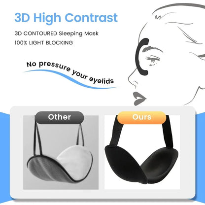 3D Memory Foam Sleep Mask – Lightweight Blindfold for Travel &amp; Rest