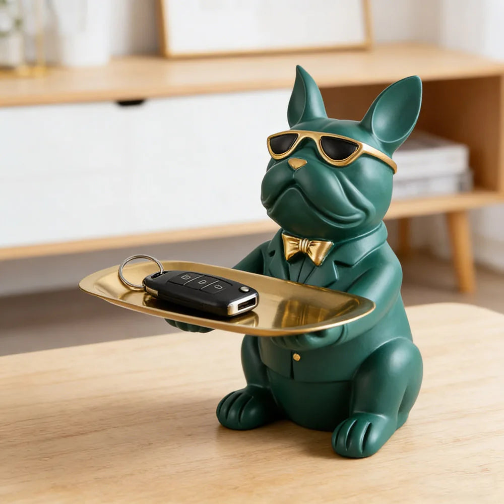 Multi Functional Bulldog Tray Animal Statue Creative Ornament Living Room Bedroom Miscellaneous Storage Home Decoration Gift