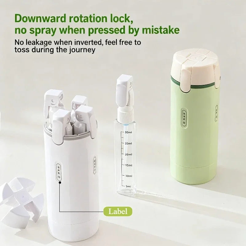 4-in-1 Travel Dispenser Bottle, Leak-Proof Refillable Silicone Squeeze Container with Lock, Compact and Lightweight Toiletry Organizer, Easy to Carry, Ideal for Business Trips, Vacations, and Frequent Travelers