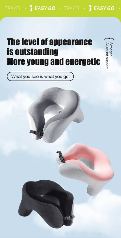 Travel Neck Pillow Slow Rebound Memory Foam U-shaped Pillow Comfortable Soft Car and Airplane Neck Pillow Office Nap
