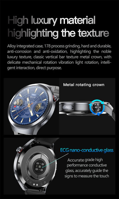 1.73" Sapphire Glass Health Smartwatch – ECG Blood Pressure & Body Analysis Tracker