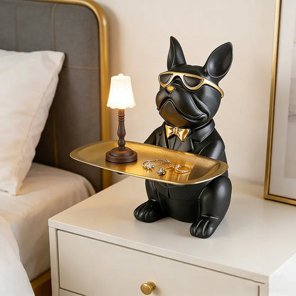Multi Functional Bulldog Tray Animal Statue Creative Ornament Living Room Bedroom Miscellaneous Storage Home Decoration Gift