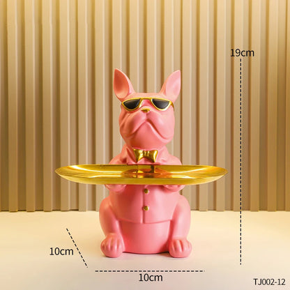 Multi Functional Bulldog Tray Animal Statue Creative Ornament Living Room Bedroom Miscellaneous Storage Home Decoration Gift