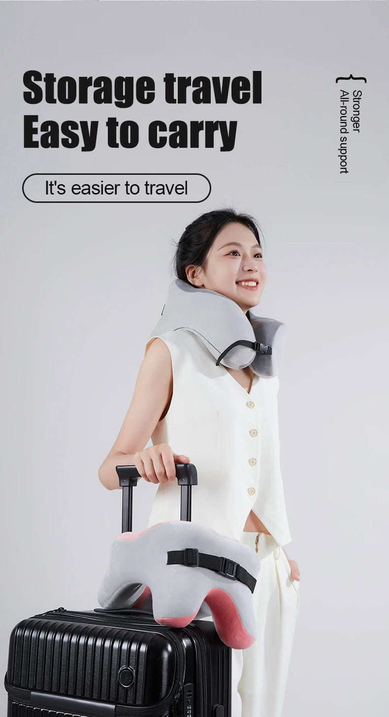 Travel Neck Pillow Slow Rebound Memory Foam U-shaped Pillow Comfortable Soft Car and Airplane Neck Pillow Office Nap