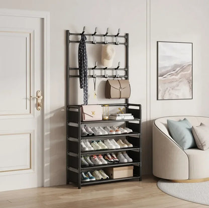 رف تخزين الأحذية والقبعات فوق الباب – منظم منزلي متعدد الطبقات