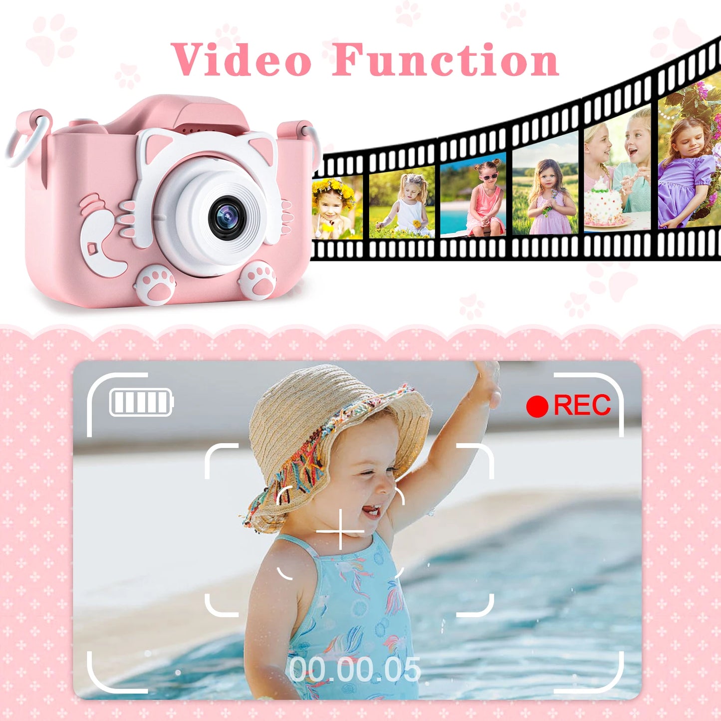 1080P Kids Digital Camera – HD Toddler Video Camera with Silicone Case