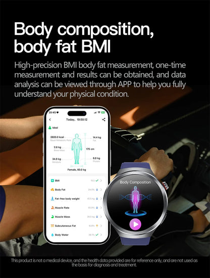 1.73" Sapphire Glass Health Smartwatch – ECG Blood Pressure & Body Analysis Tracker