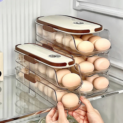 1 piece, egg storage box, automatic rolling refrigerator egg rack storage, hand-held egg refrigerator side door storagerack
