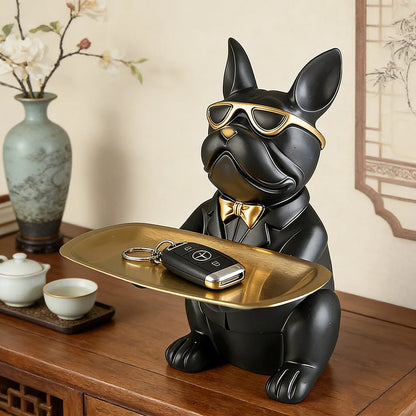 Multi Functional Bulldog Tray Animal Statue Creative Ornament Living Room Bedroom Miscellaneous Storage Home Decoration Gift