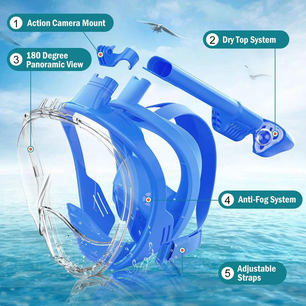 Full-Face Anti-Fog Snorkeling Mask – Waterproof Diving Mask for Adults &amp; Kids