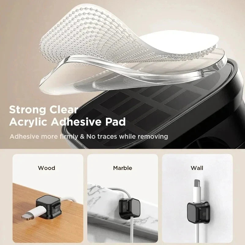 Magnetic Cable Clips – Adhesive Cord Organizer for Desk &amp; Office