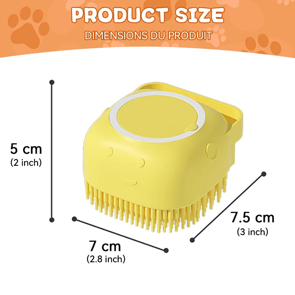 Silicone Pet Bathing Brush – Shampoo Dispenser Massage Brush for Dogs &amp; Cats