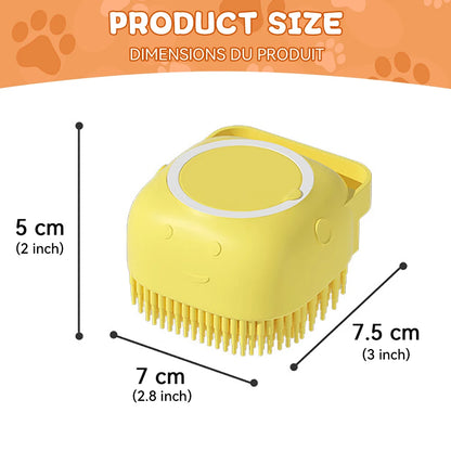 Silicone Pet Bathing Brush – Shampoo Dispenser Massage Brush for Dogs &amp; Cats