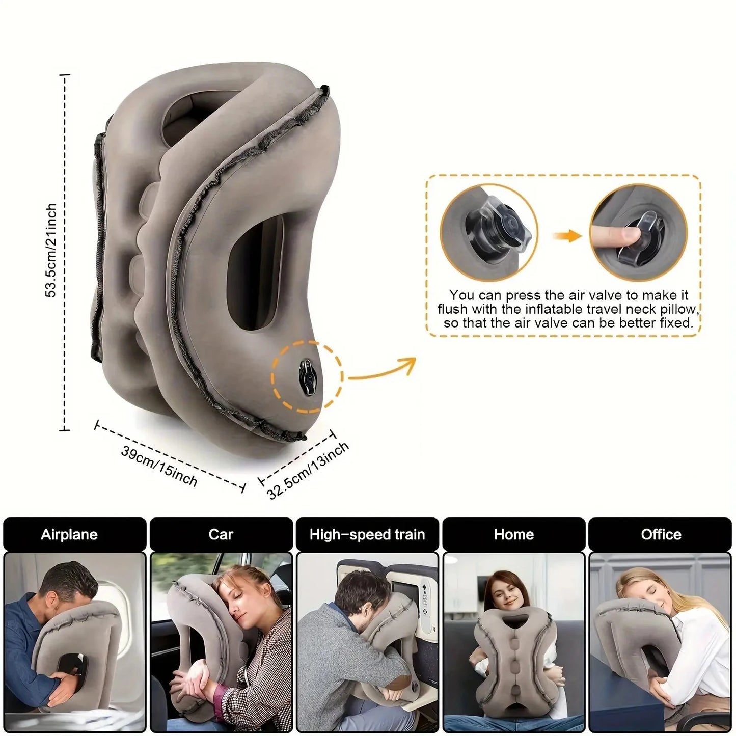 Upgraded Inflatable Air Cushion Travel Pillow Headrest Chin Support Cushions for Airplane Plane Car Office Rest Neck Nap Pillows