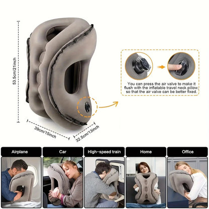 Upgraded Inflatable Air Cushion Travel Pillow Headrest Chin Support Cushions for Airplane Plane Car Office Rest Neck Nap Pillows