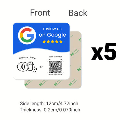 Hilo Programmable NFC 215 Square for Google Review Card NFC Station Table 13.56Mhz QR Code Editable Standing Card