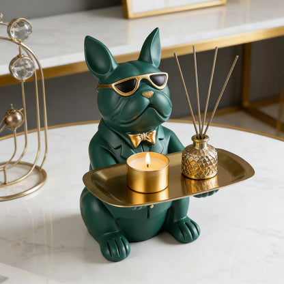 Multi Functional Bulldog Tray Animal Statue Creative Ornament Living Room Bedroom Miscellaneous Storage Home Decoration Gift