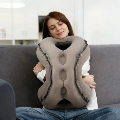 Upgraded Inflatable Air Cushion Travel Pillow Headrest Chin Support Cushions for Airplane Plane Car Office Rest Neck Nap Pillows