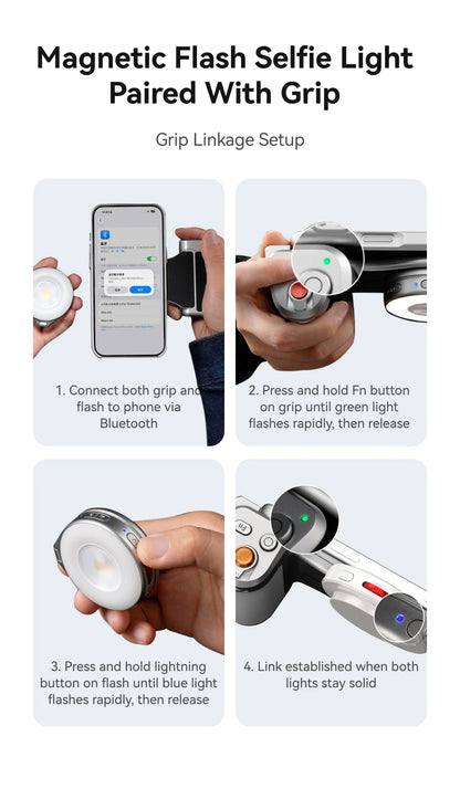 TELESIN Magnetic Phone Camera Shoot Hand Grip 3200Mha Powerbank Wireless Charging Phone Holder Remote Shooting Aid for Iphone