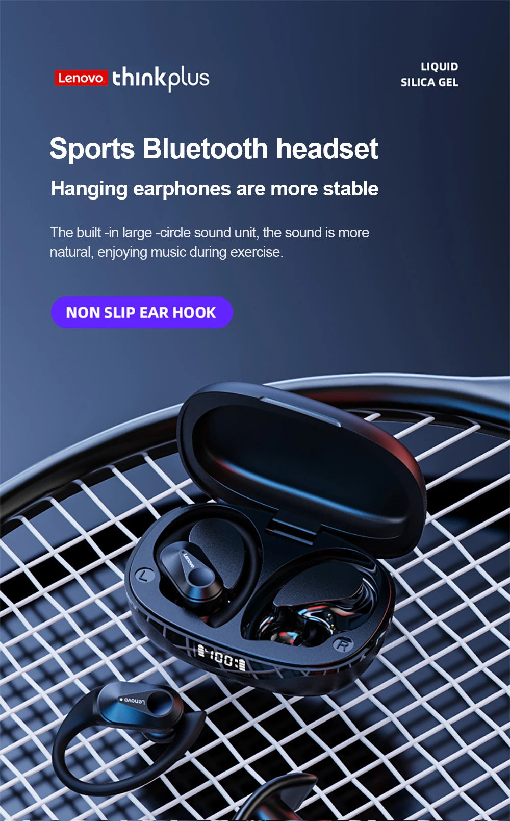 Lenovo LP75 Sports Wireless Earbuds – Bluetooth 5.3 with LED Power Display