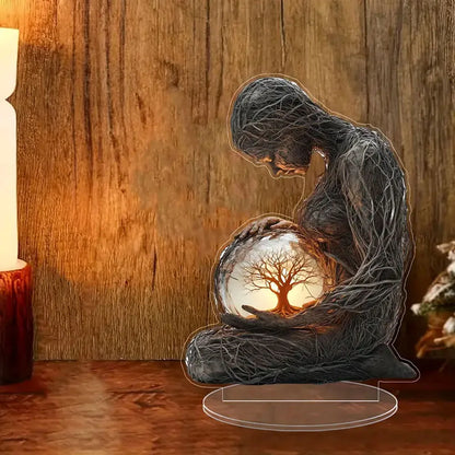 2D Flat, Home Relaxation, Bohemian Style Acrylic Tree of Life Desk Ornament – Elegant Home and Office Decor, Ideal for Birthdays