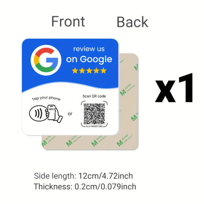 Hilo Programmable NFC 215 Square for Google Review Card NFC Station Table 13.56Mhz QR Code Editable Standing Card