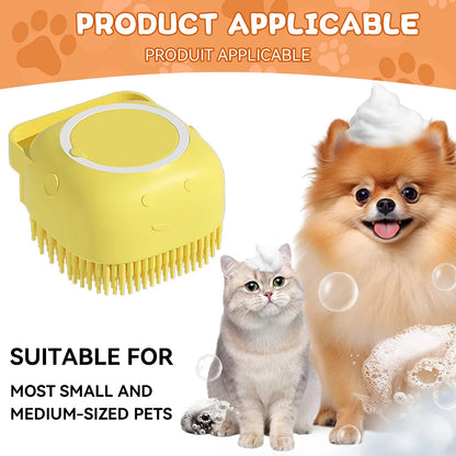 Silicone Pet Bathing Brush – Shampoo Dispenser Massage Brush for Dogs &amp; Cats