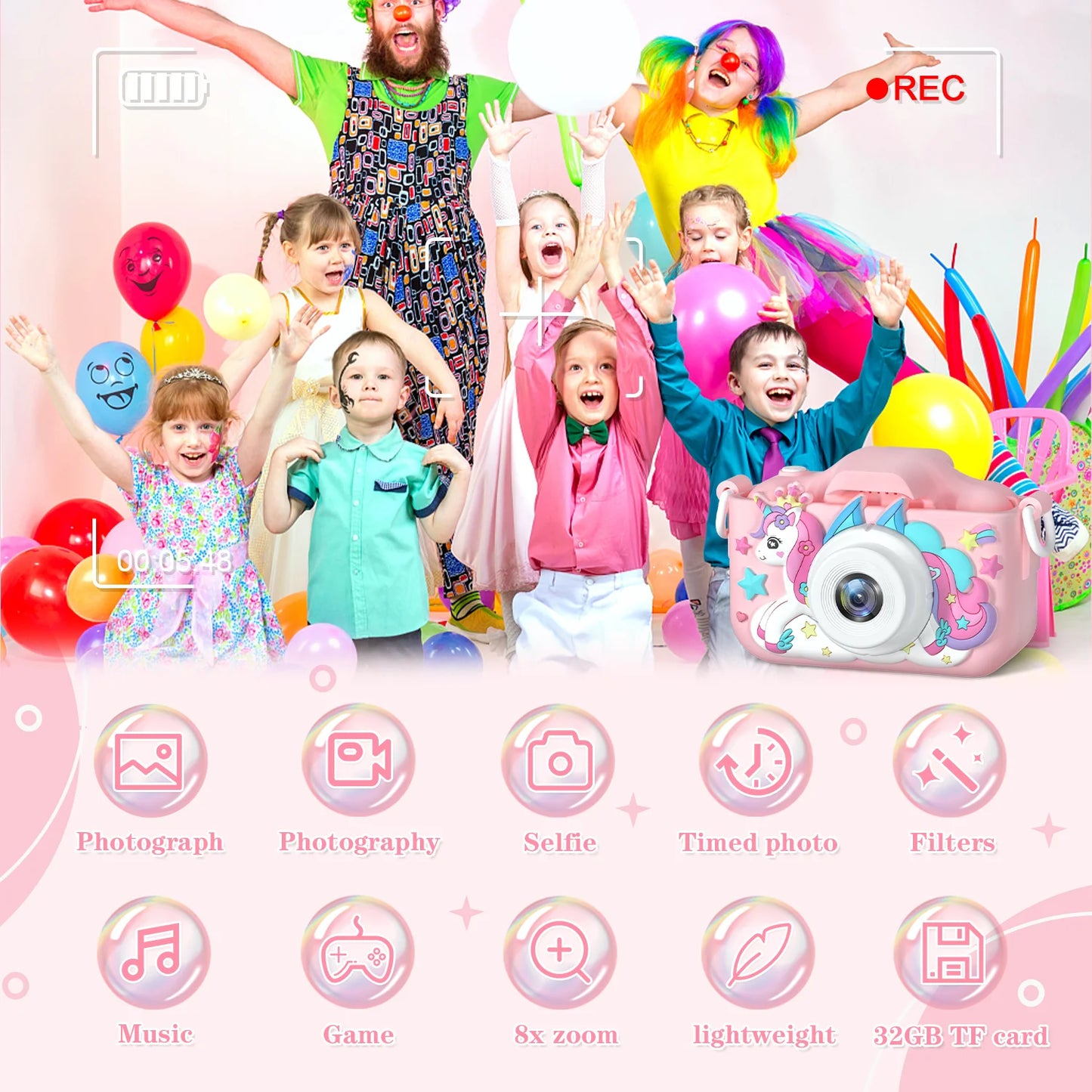 1080P Kids Digital Camera – HD Toddler Video Camera with Silicone Case