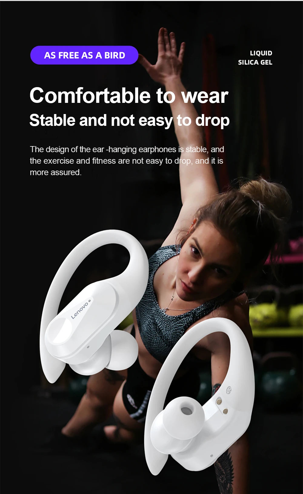 Lenovo LP75 Sports Wireless Earbuds – Bluetooth 5.3 with LED Power Display