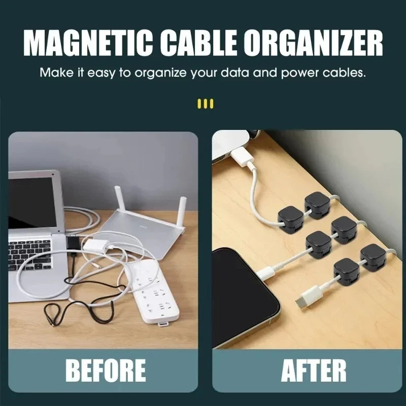 Magnetic Cable Clips – Adhesive Cord Organizer for Desk &amp; Office