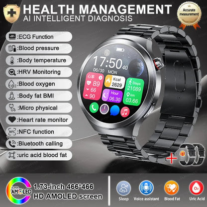 1.73" Sapphire Glass Health Smartwatch – ECG Blood Pressure & Body Analysis Tracker