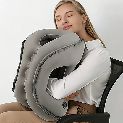 Upgraded Inflatable Air Cushion Travel Pillow Headrest Chin Support Cushions for Airplane Plane Car Office Rest Neck Nap Pillows