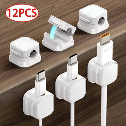 Magnetic Cable Clips – Adhesive Cord Organizer for Desk &amp; Office