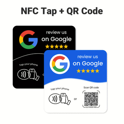 Hilo Programmable NFC 215 Square for Google Review Card NFC Station Table 13.56Mhz QR Code Editable Standing Card