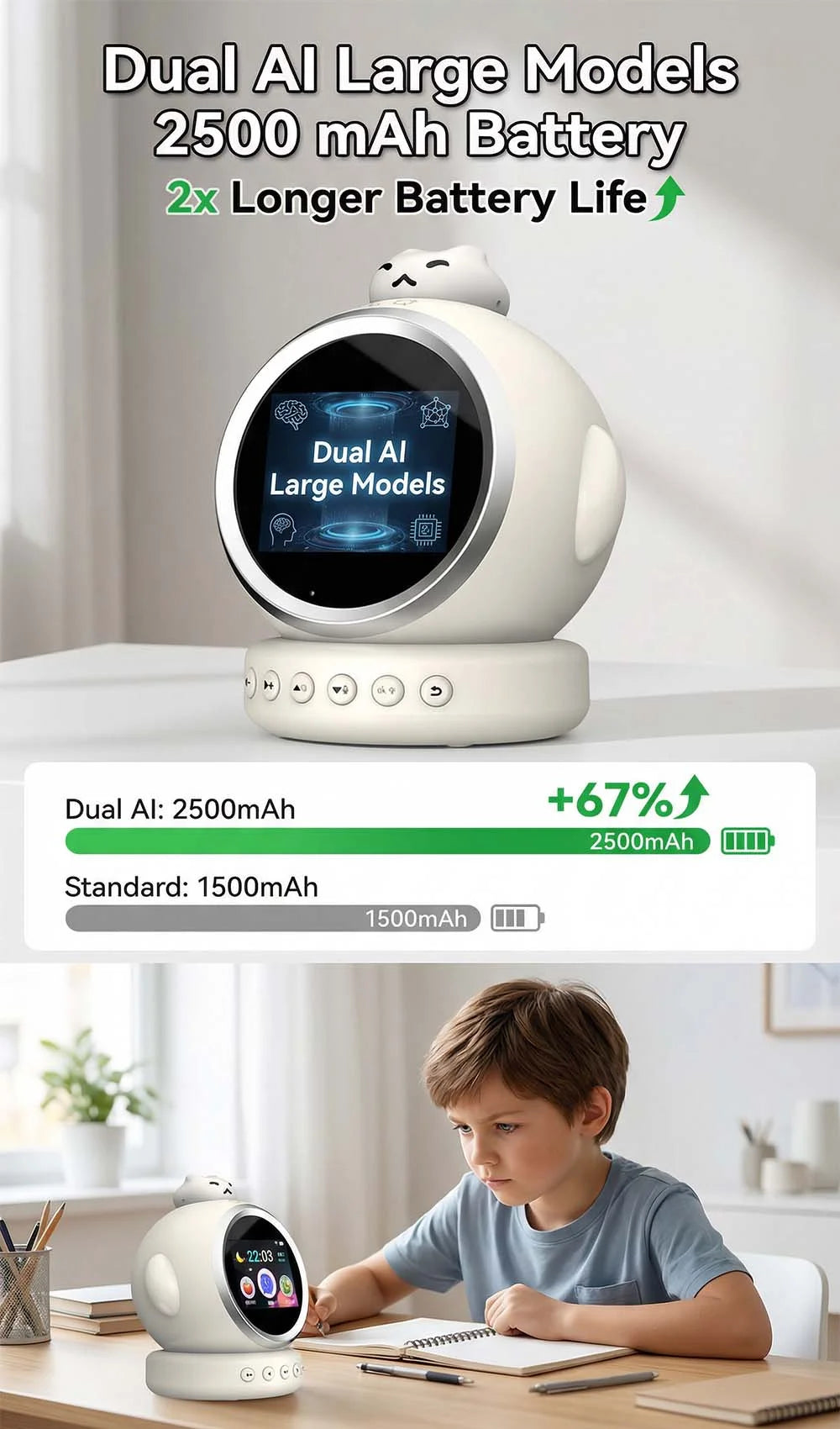 Smart AI Talking Alarm Clock for Kids – Sleep Training Robot Toy