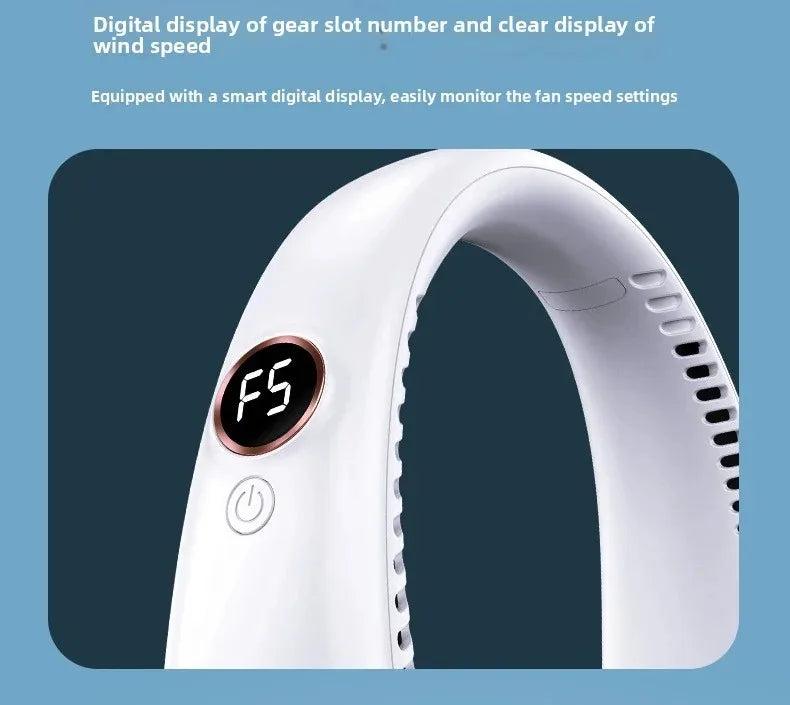 Bladeless Neck Mounted Fan 3 Speed, Rechargeable Mini Portable Air Cooler, Long Lasting Summer Outdoor Sports Cooling Neck Fan