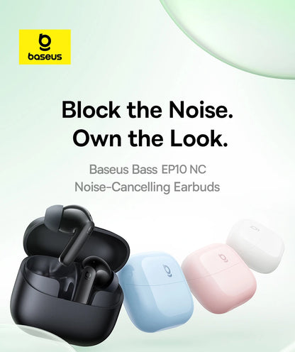 Baseus Bass EP10 NC -43dB Noise Cancelling ANC True Wireless Earbuds Bluetooth 6.0 In-Ear Wireless Earphones 4-Mics ENC Ear buds